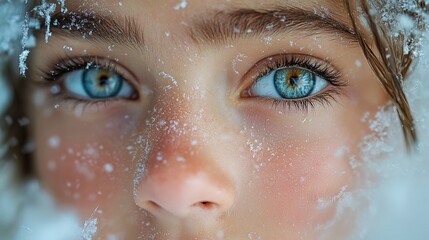 Wall Mural - Close-Up Portrait of a Child in the Snow