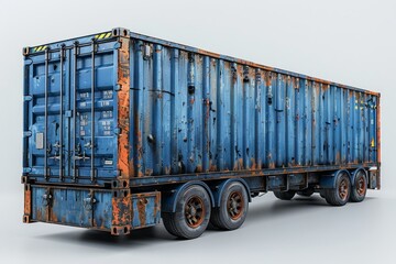 Realistic blue metal cargo container for sea transportation and logistics in 3d rendering