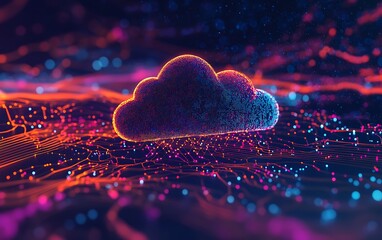 Poster - Abstract Cloud Computing Representation with Digital Cloud Connected to Interconnected Devices