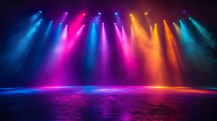 Abstract neon colorful spotlight concert stage background