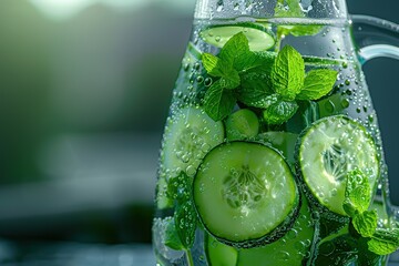 Wall Mural - Refreshing Cucumber and Mint Infused Water