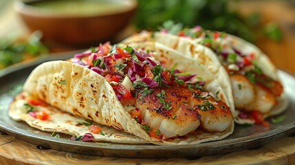 Sticker - Delicious Fish Tacos with Pico de Gallo