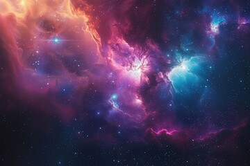Wall Mural - a colorful space scene with a purple cloud in the middle. generative ai image