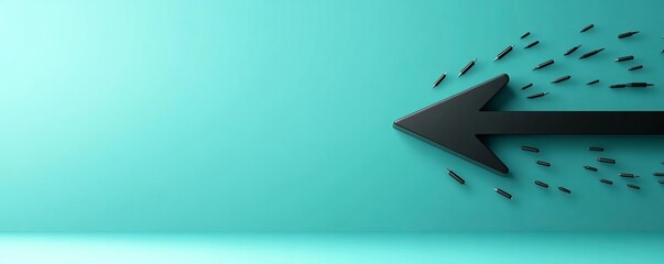 Wall Mural - Simple black arrow pointing right flat design top view interface element theme 3D render Complementary Color Scheme