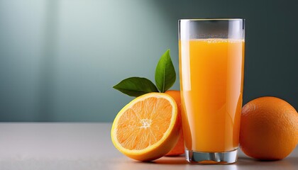 Wall Mural - Glass of orange juice with fruit