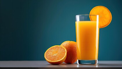 Wall Mural - Glass of orange juice with fruit