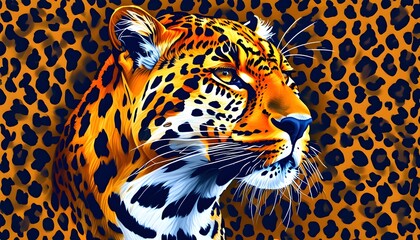 Poster - Abstract pattern of leopard fur texture in vibrant colors, showcasing the elegance of animal prints created through generative AI artistry.