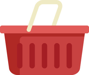 Poster - this vector illustration features a red shopping basket, often used by customers in supermarkets and