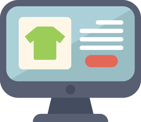 Sticker - Computer monitor displaying an online shop webpage, showcasing a t shirt available for purchase