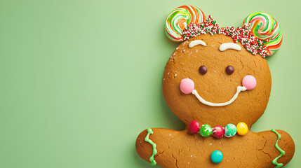 Gingerbread man with a green background