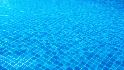 Bright blue swimming pool featuring an illuminated round LED light design on a sunny day