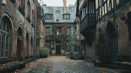 A Narrow Cobblestone Alleyway Between Historic European Buildings