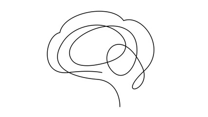 Brain continue single line illustration set collection template	

