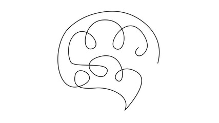 Brain continue single line illustration set collection template	

