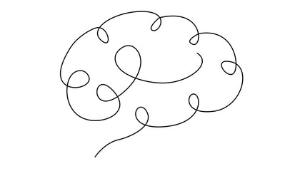 Brain continue single line illustration set collection template	
