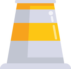 Poster - grey and orange striped traffic cone standing up signaling roadwork or construction