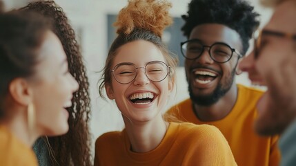 Sticker - Joyful Group of Friends Laughing Together