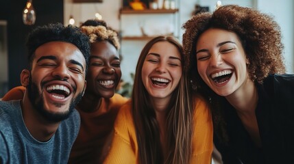 Canvas Print - Joyful Group of Friends Laughing Together