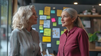 Sticker - Women Engaging in Professional Discussion in Office Setting