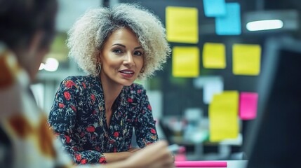 Sticker - Confident Woman in Modern Office Setting