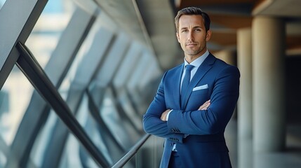 Canvas Print - Confident Businessman in Modern Office Setting