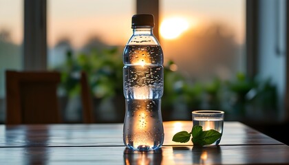 Wall Mural - Sustainable Hydration with Edible Water Bottles Captured in Crisp Dawn Light