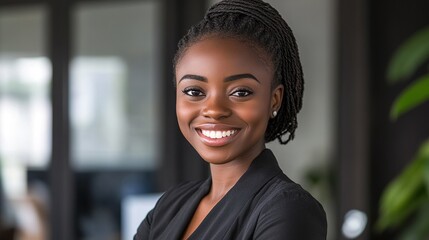 Poster - Confident Businesswoman in Modern Office Setting