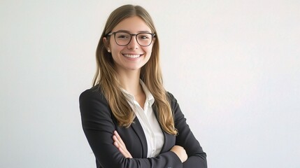 Canvas Print - Professional Woman Smiling in Business Attire