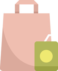 Poster - simple icon of a shopping bag standing with a juice pack and straw