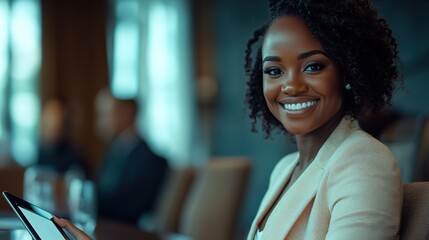 Sticker - Confident Businesswoman Smiling at Meeting