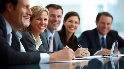 Poster - Professional Team in a Meeting Smiling Together