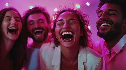 Canvas Print - Joyful Friends Laughing Together in Vibrant Setting