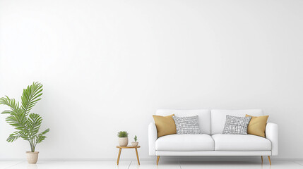 Wall Mural - Cozy modern living room interior have sofa and decor accessories with white color wall.