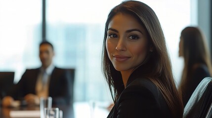 Poster - Professional Woman in Corporate Meeting Setting