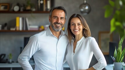 Wall Mural - Happy Couple in Modern Office Environment