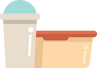 Poster - plastic lunch box with cup and lid, a container for keeping food fresh