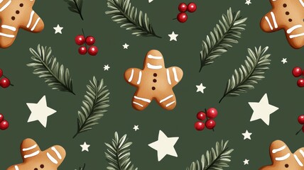 Poster - A green background with a star and a gingerbread man