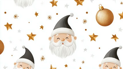 Poster - A cartoonish image of Santa Claus with a star on his hat