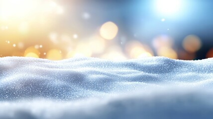 A snowy hillside with a bright blue sky in the background