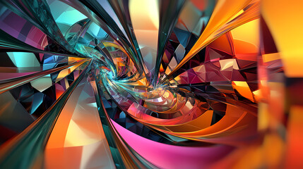 Wall Mural - abstract geometric shapes fractals intricate patterns generative art gradient modern contemporary br