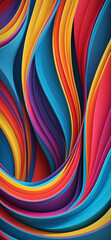 Wall Mural - Abstract colored background made of curved multicolored surfaces. Vertical wallpaper for smartphone.