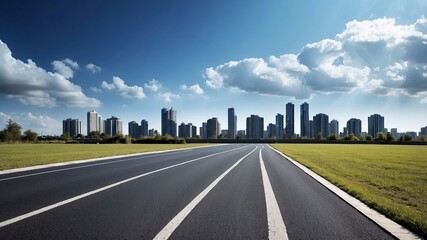 Wall Mural - road city skyline outdoor landscape blue sky