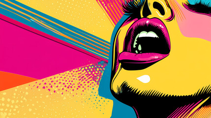Wall Mural - Bold, graphic pop art design with vibrant colors, clipart, modern, dynamic. Kinetic Art. Illustration