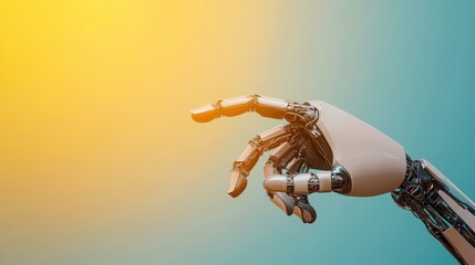 Poster - futuristic robotic hand pointing ai technology digital interface modern concept