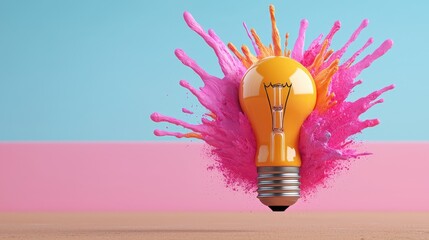 Bright Idea Lightbulb Explosion of Color  Creativity  Innovation  Inspiration  Concept