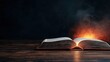 © BOJOShop - Glowing Open Book on Wooden Table with Smoke and Fantasy Light
