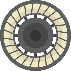 Poster - illustration of a circular turbine engine generating power, isolated on white background