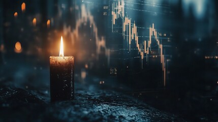 Canvas Print - Candlelight and Financial Data Visualization