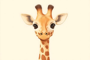 happy cute cartoon animal giraffe isolated on yellow background