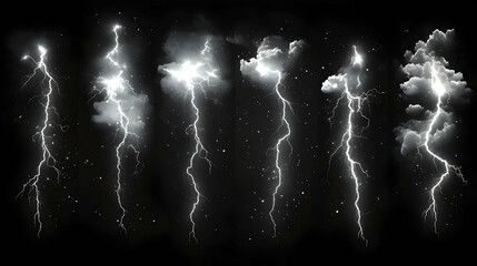 Sticker - Lightning Strikes with Dramatic Clouds and Stars